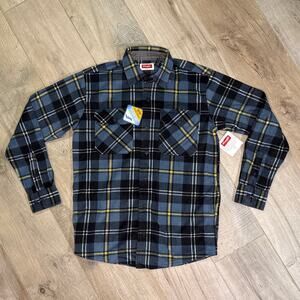 Wrangler NEW Men's Relaxed Fit Breathe-Dri Button Front Flannel Shirt Size Small